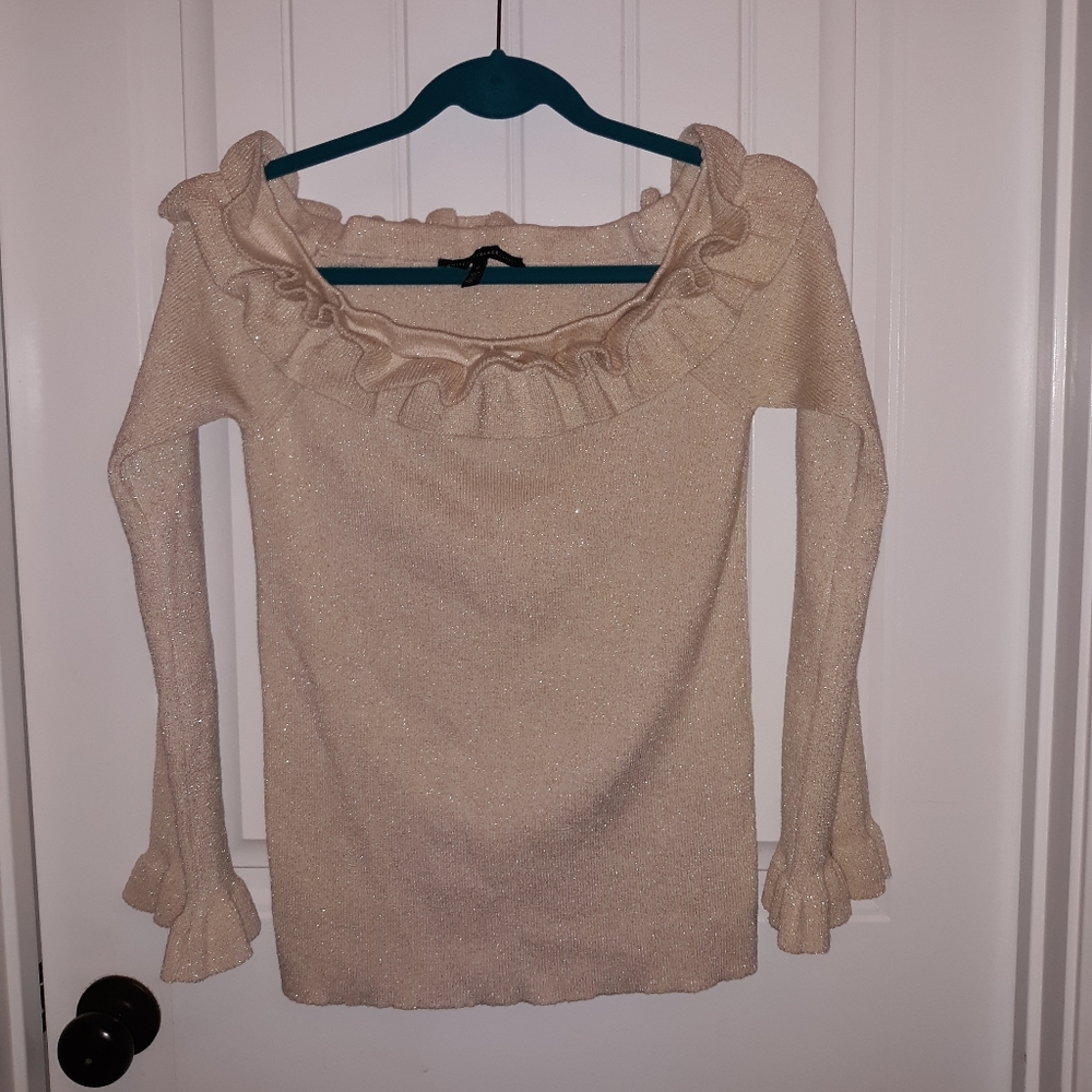 White House Black Label ruffled sweater